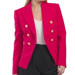 New Balmain Women's Double-Breasted Pink Blazer